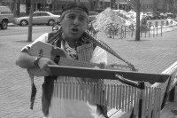 Musician performing on Pearl Street in Boulder, Colorado.